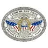 M&F - Oval Home Of The Brave Belt Buckle - Silver