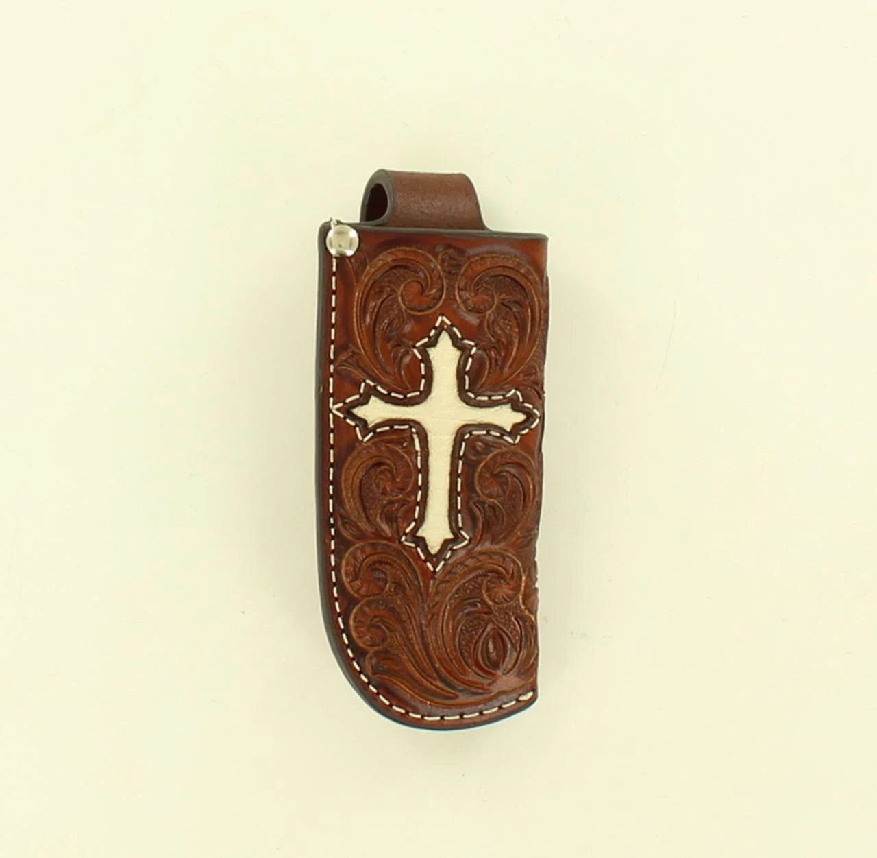 M&F Western - Tan With Ivory Cross Leather Knife Sheath 1 M&F Western - Tan With Ivory Cross Leather Knife Sheath