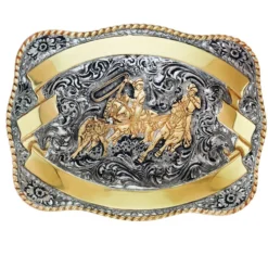 M&F Crumrine Gold & Silver Team Roper Antique Buckle