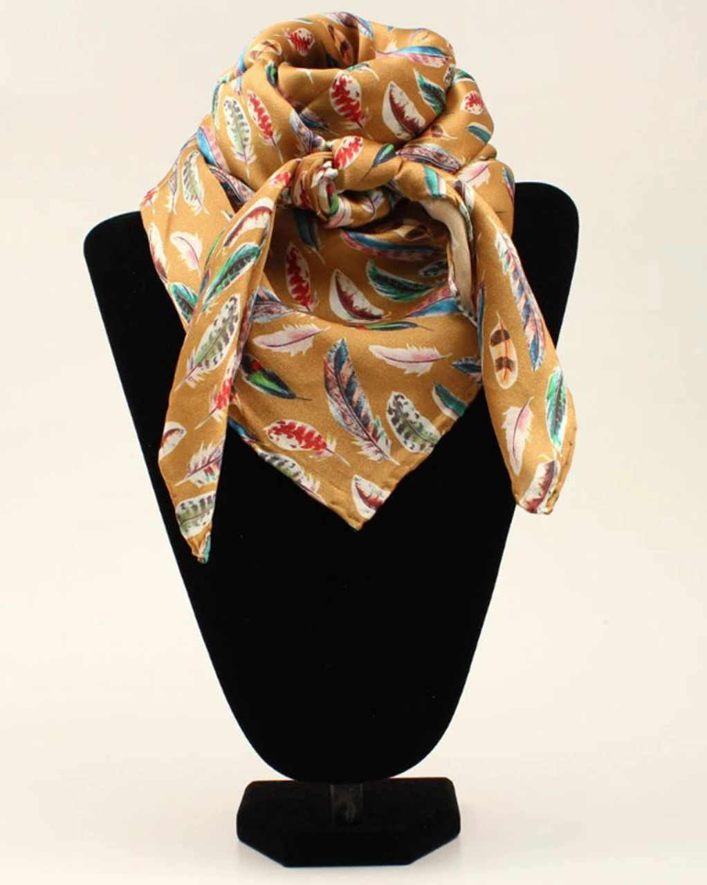 M&F Wild Rag Feather Design Silk Scarf Gold 1 M&F Wild Rag Feather Design Silk Scarf Gold