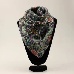 M&F Vibrant Floral & Scrolling Silk Wild Rag