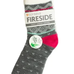 Sof Sole Fireside Cozy Lodge Socks - Grey & Fushia