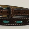 M&F Brown Leather With Turquoise Rawhide Lacing Hatband