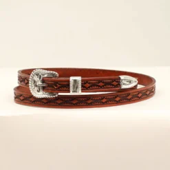 Twister Hatband Hand Tooled Diamond Desgin