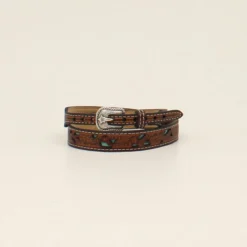 Twister Floral Tooling W/Turquoise Underlay Hatband