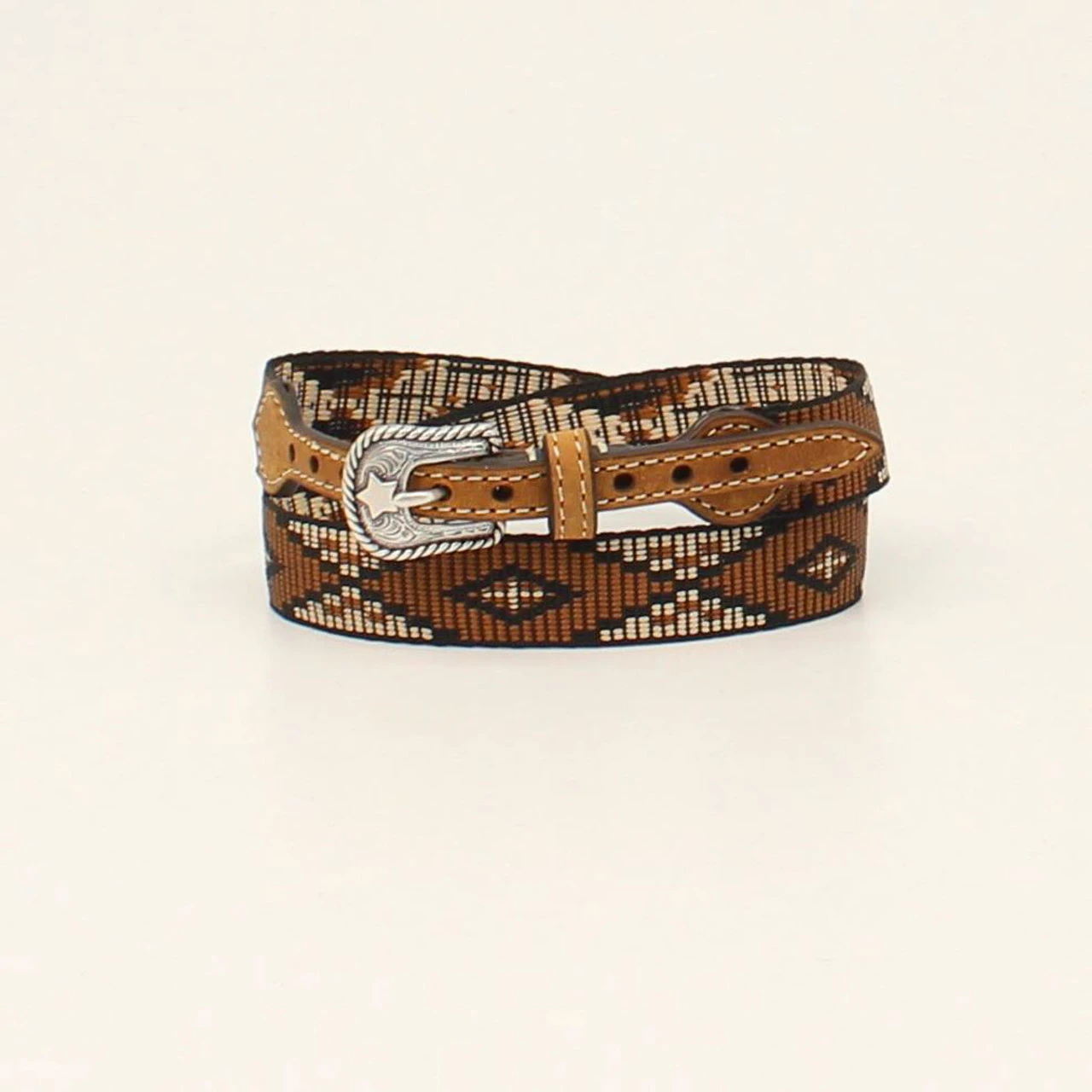 Twister Tan Leather Ribbon Hatband W/Diamond Pattern 1 Twister Tan Leather Ribbon Hatband W/Diamond Pattern