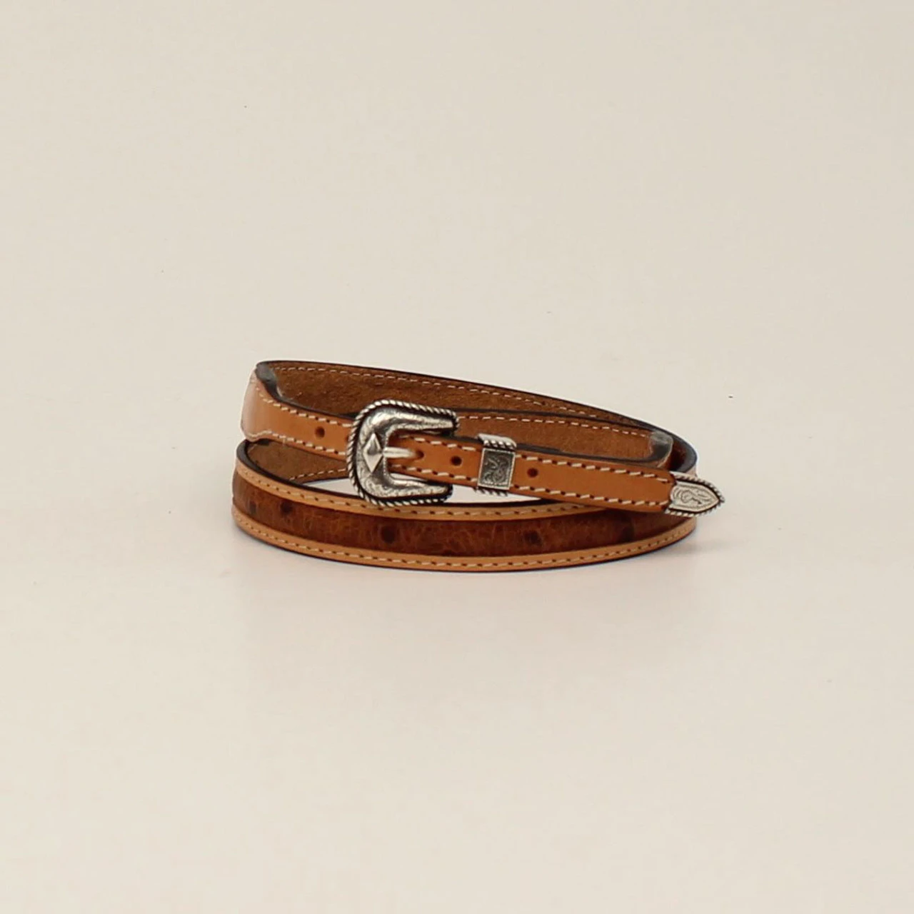 3D Brown Western Ostrich Print Genuine Leather Hatband 1 3D Brown Western Ostrich Print Genuine Leather Hatband