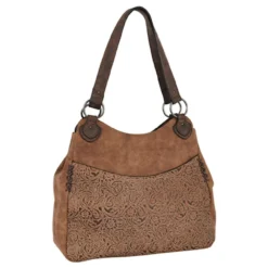 Trenditions Justin Weathered Brown Bag W/Tooled Pattern