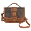 Trenditions Catchfly Brushed Metallic Crossbody Bag W/Tan Trim