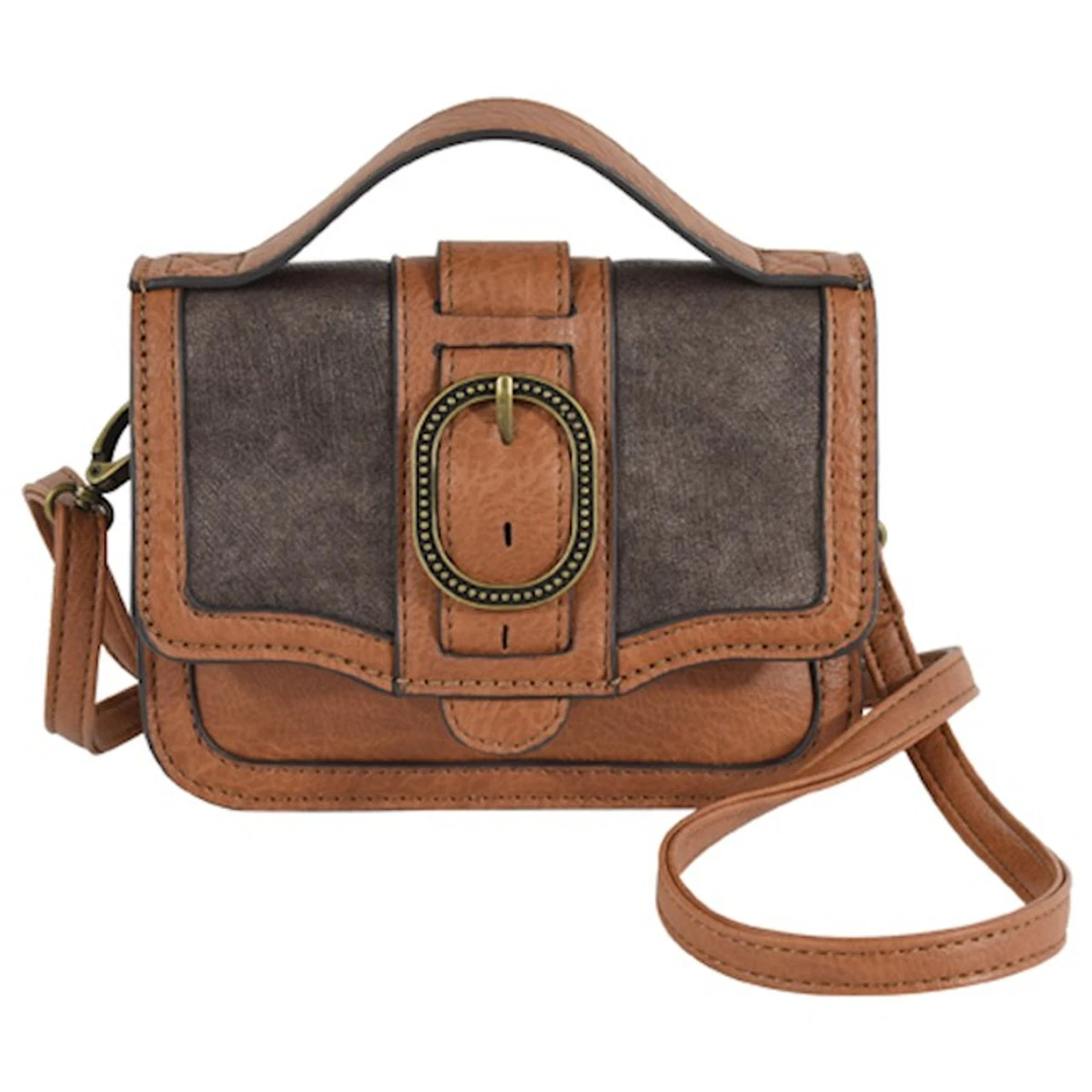 Trenditions Catchfly Brushed Metallic Crossbody Bag W/Tan Trim 1 Trenditions Catchfly Brushed Metallic Crossbody Bag W/Tan Trim