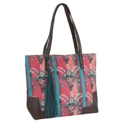Trenditions Catchfly Custom Coral/Turquoise Steer Head Print Tote Bag