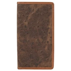 Trenditions Tony Lama Rodeo Brown Ostrich Textured Trifold Mens Wallet