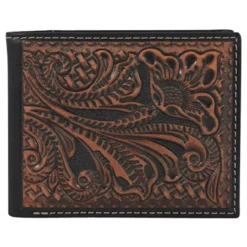 Trenditions Tony Lama Dark Brown Leather Bifold Mens Wallet