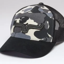 Kimes Ranch Men's Roped Lp 5 Panel Trucker Black/Grey Camo Cap