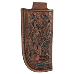 Justin Mens Knife Sheath Tooling With Turquoise Underlay