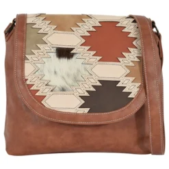 Catchfly Women's Crossbody Purse With Southwest Color Block And Brindle Inlay