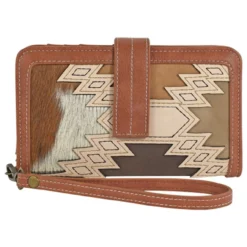 Catchfly Women's Slim Wallet With Southwest Color Block And Brindle Inlay