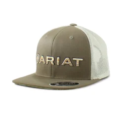 Ariat Mens Dark Green FlexFit 110 With Tan Mesh Back 6 Panel Cap