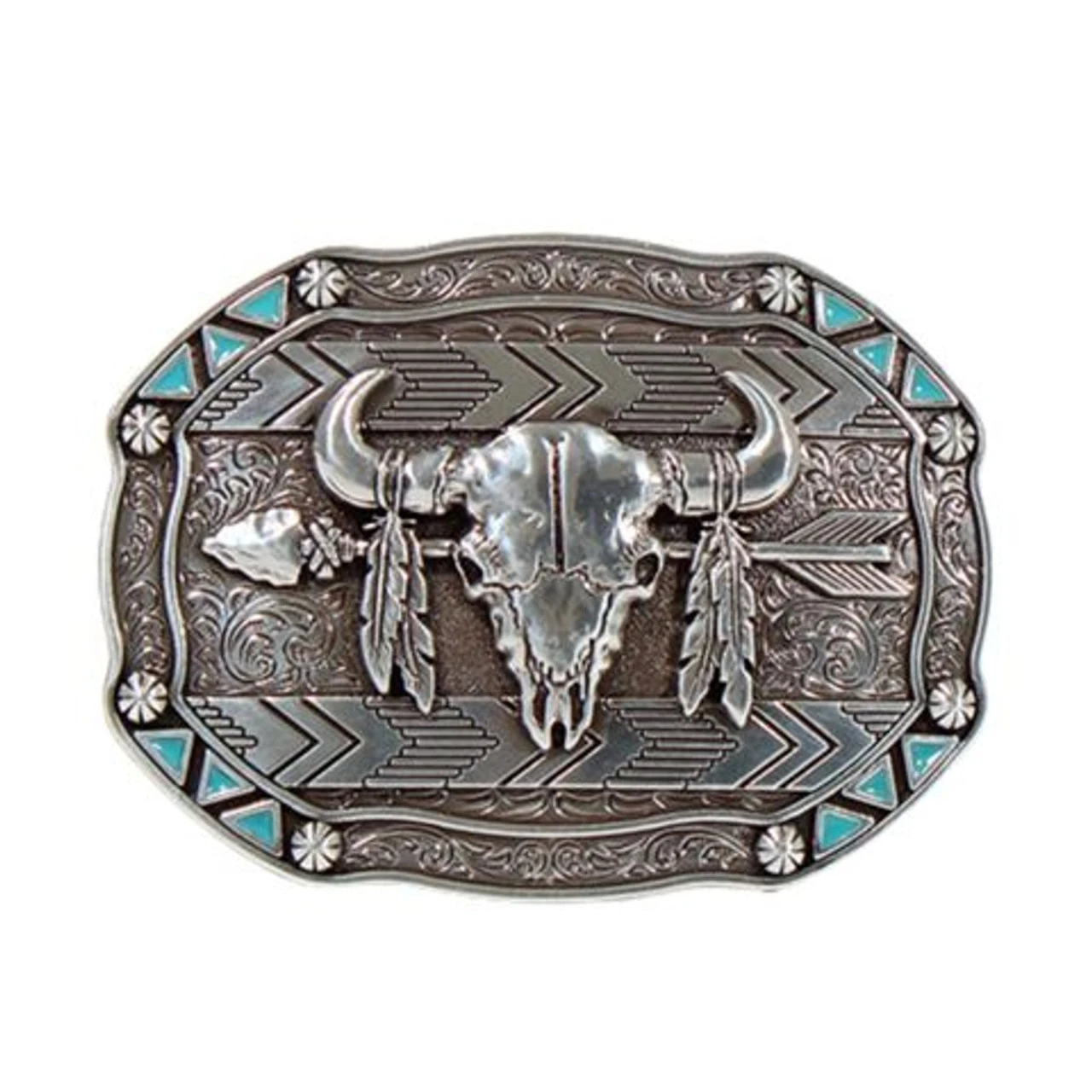 Nocona Mens Buckle With Bull Skull Design 1 Nocona Mens Buckle With Bull Skull Design