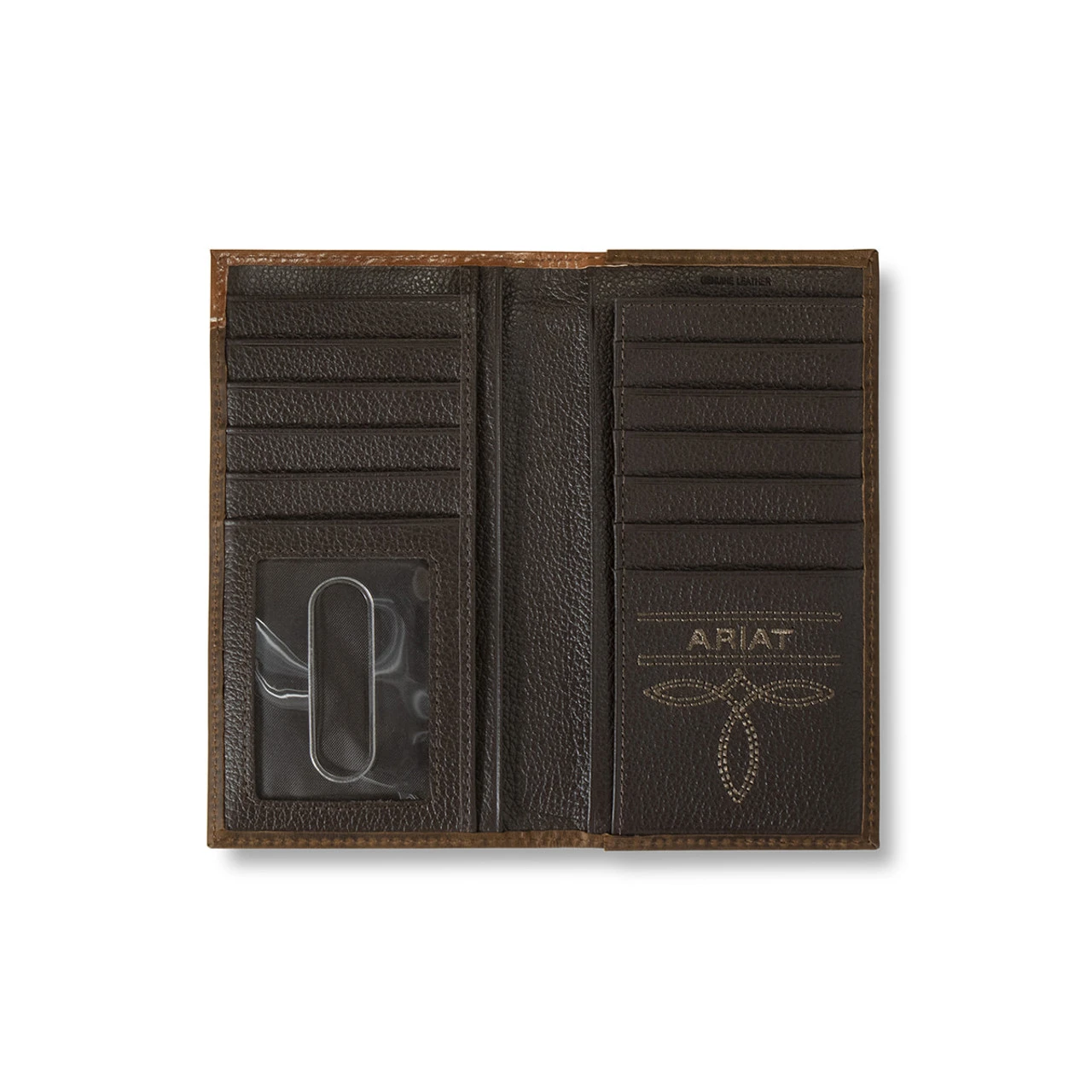 Ariat Brown Rodeo Wallet With Metal Stud Trim And Basket Weave Sunburst Embossing 2 Ariat Brown Rodeo Wallet With Metal Stud Trim And Basket Weave Sunburst Embossing - Image 2