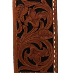 3D Mens Brown Rodeo Wallet With Floral Filagree