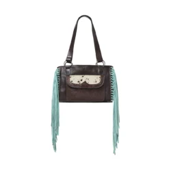 Ariat Womens Brown Conceal Carry Satchel With Turquoise Fringe Cascades