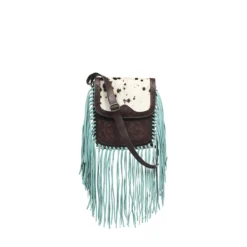 Ariat Womens Brown Conceal Carry Tote With Calf Hair And Turquoise Fringes