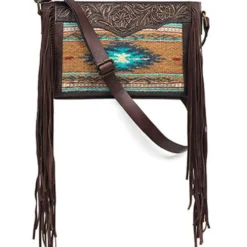 Ariat Womens Brown Conceal Carry Shoulder Bag With Aztec Print