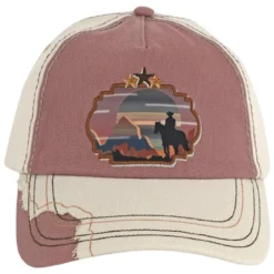 Catchfly Ladies Pink/Tan Cap With Desert Cowboy Patch