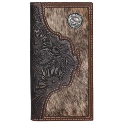 Justin Mens Hair On W/tooled Yoke Rodeo Wallet