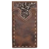 Justin Mens Tooled Yoke And Rawhide Buck Stitch Rodeo Wallet