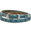 3D Turquoise Floral Embossed Leather With Starburst Conchos Hatband