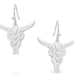 Montana Silversmiths Chiseled Steer Head Earrings