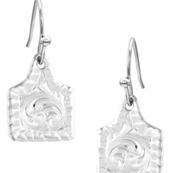 Montana Silversmiths Chiseled Cow Tag Earrings