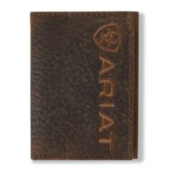Ariat Men's Brown Bull Hide Leather Trifold Wallet