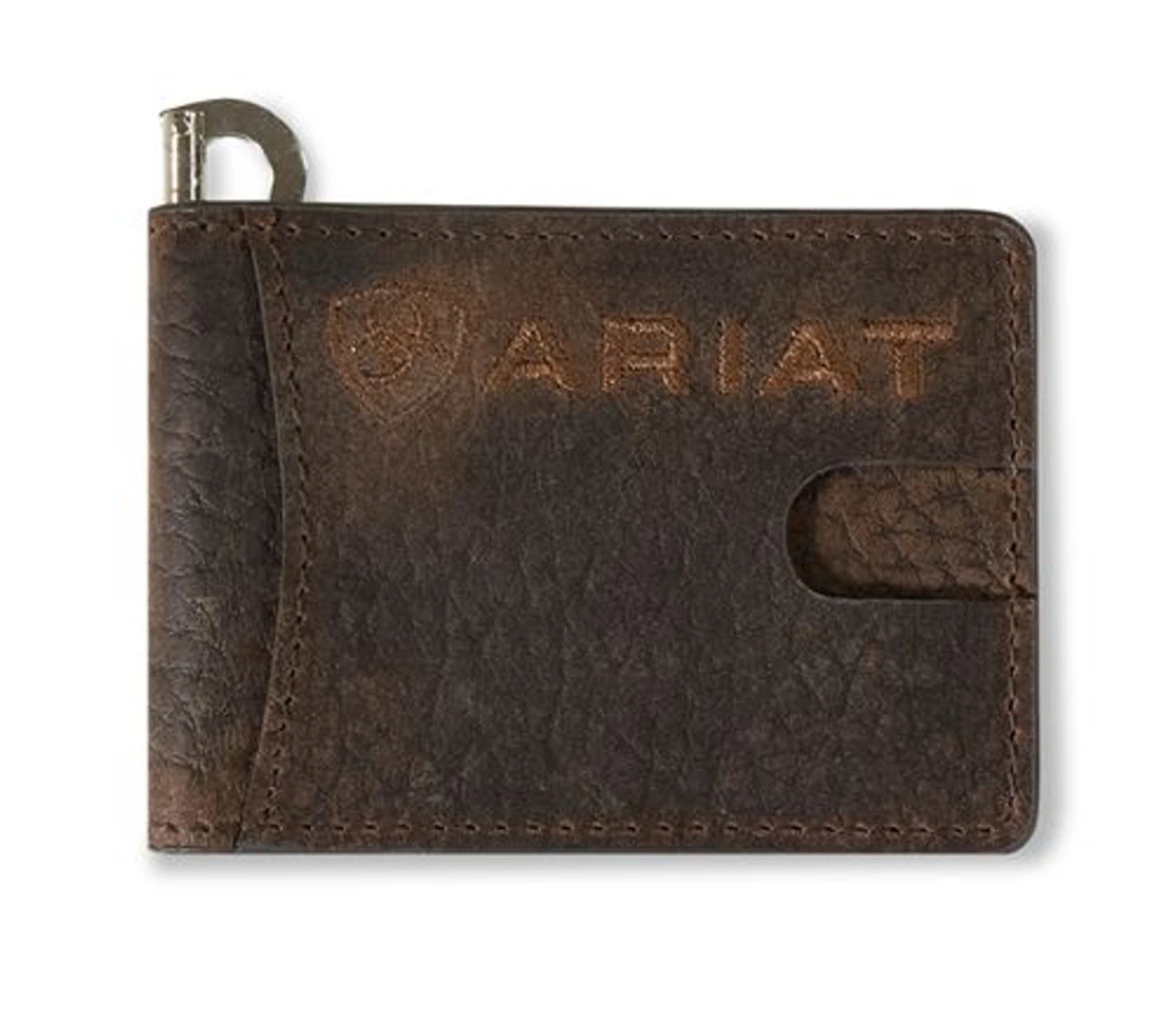 Ariat Men's Brown Bull Hide Leather Money Clip Wallet 1 Ariat Men's Brown Bull Hide Leather Money Clip Wallet