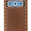 3D Men's Brown Leather Basket Weave And Sunburst Embossing Rodeo Wallet