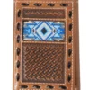 3D Men's Brown Leather Basket Weave And Sunburst Embossing Trifold Wallet