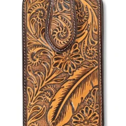 Ariat Brown Floral Leather Cell Phone Case