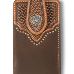 Ariat Basket Weave And Sunburst Brown Leather Cell Phone Case