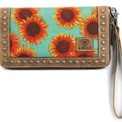 Ariat Women's Blue Sunflower Printed Clutch