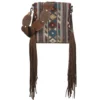 Angel Ranch Women's Multi Colored Southwestern Fabric With Side Fringe Conceal Carry Crossbody Bag