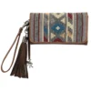 Angel Ranch Women's Multi Colored Southwestern Fabric Wallet With Removable Wristlet And Tassel