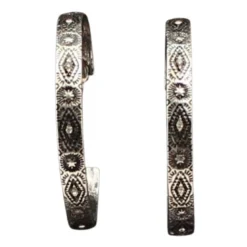 Silver Strike Silver Tone Aztec Engraving Hoop Earrings
