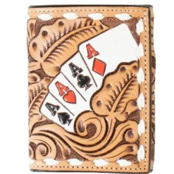 3D Men's Natural Hand Painted Ace Cards Trifold Wallet