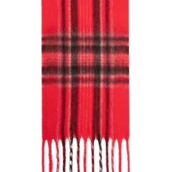 IScarf Brushed Fringe Red Plaid Scarf