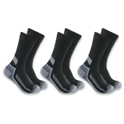 Carhartt Force Mens Black Midweight Crew Socks - 3 Pack