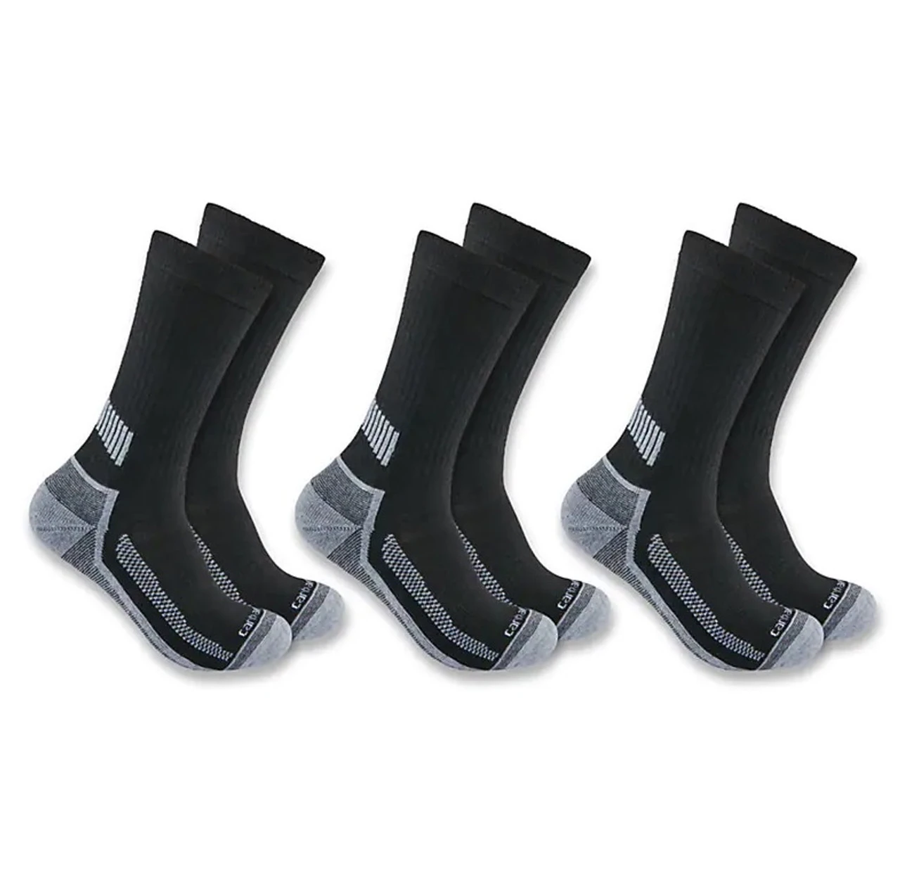 Carhartt Force Mens Black Midweight Crew Socks - 3 Pack 1 Carhartt Force Mens Black Midweight Crew Socks - 3 Pack