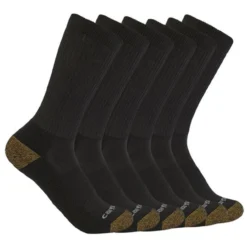 Carhartt Mens Black Midweight Crew Socks - 6 Pack