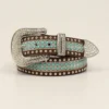 Angel Ranch Brown Ladies Belt With Turquoise And Clear Stones